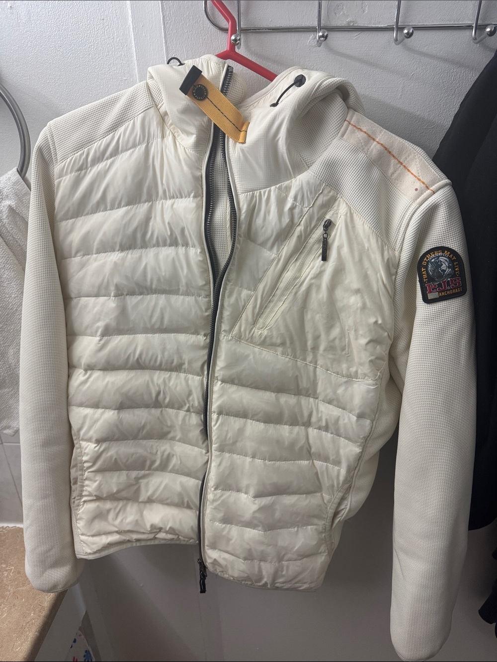 Parajumpers Men's Cream/White Quilted Hooded Jacket